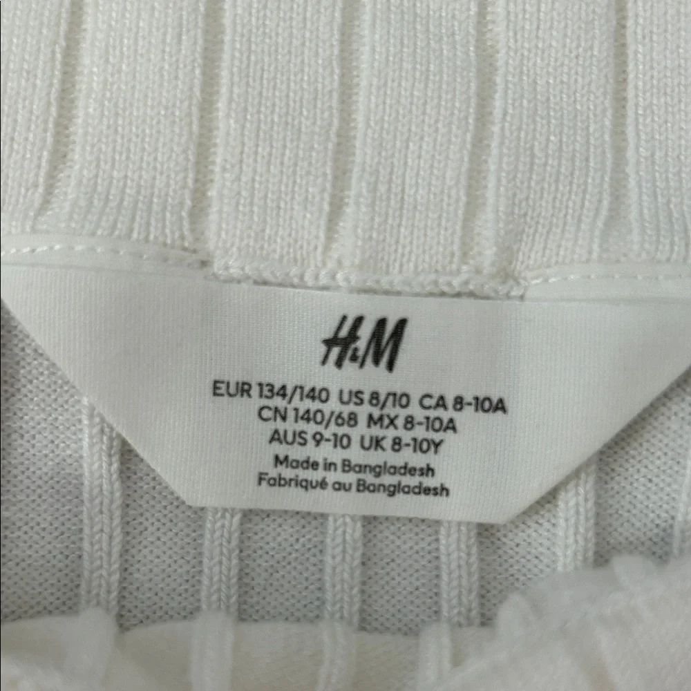 H&M Girls Off-Shoulder Ribbed Sweater in Cream